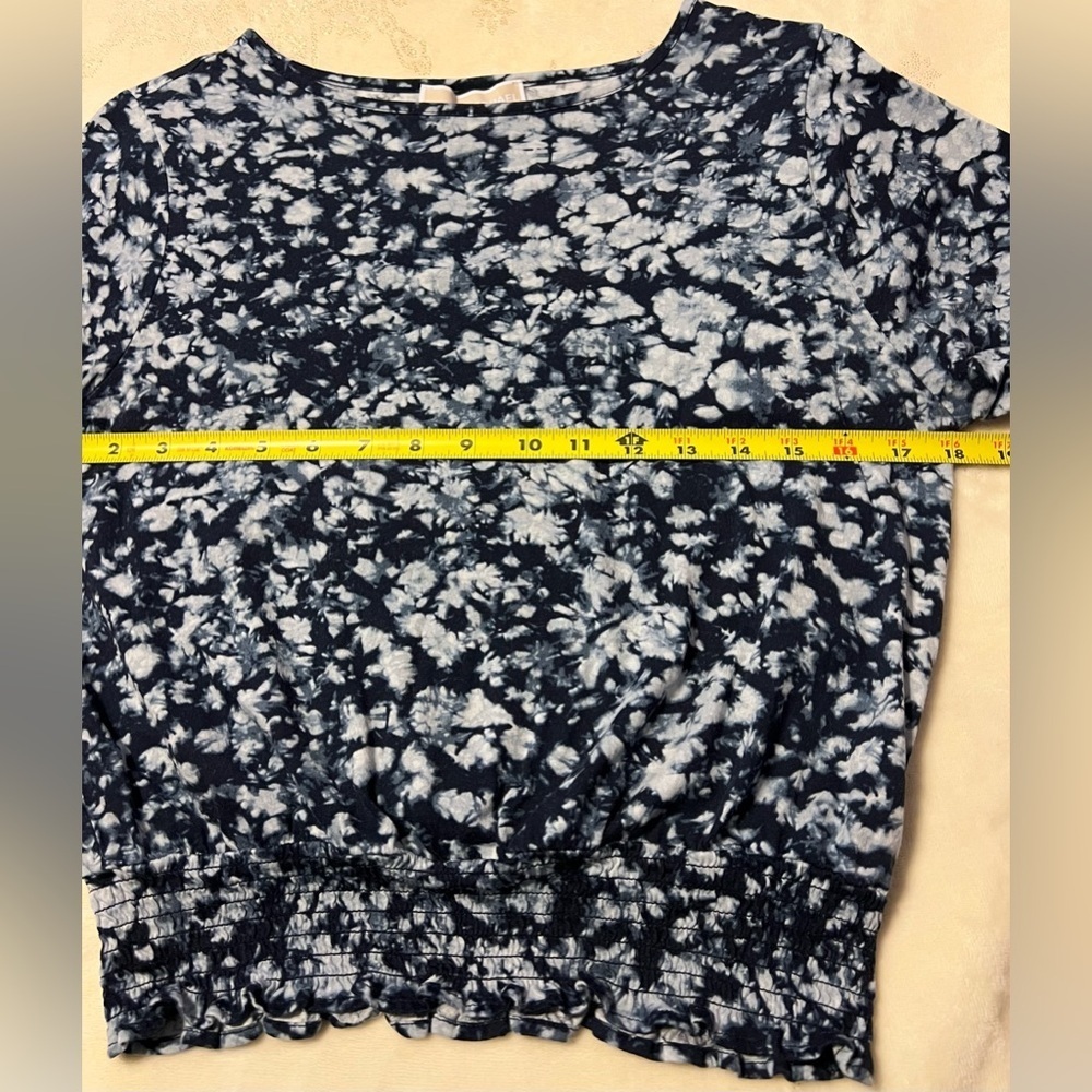 Michael Kors Blue Tie Dye Print Women's PS Top, Elastic Waist -GUC - Picture 6 of 8